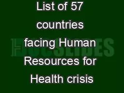 List of 57 countries facing Human Resources for Health crisis