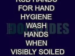 RUB HANDS FOR HAND HYGIENE WASH HANDS WHEN VISIBLY SOILED
