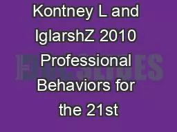 May W Kontney L and IglarshZ 2010 Professional Behaviors for the 21st