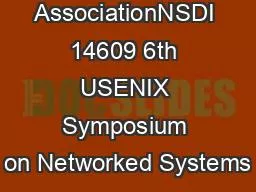 USENIX AssociationNSDI 14609 6th USENIX Symposium on Networked Systems