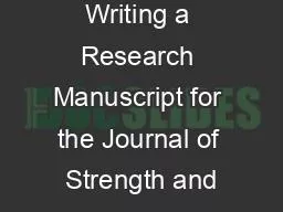 Tips for Writing a Research Manuscript for the Journal of Strength and