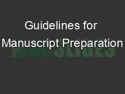 Guidelines for Manuscript Preparation