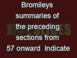 Bromileys summaries of the preceding sections from 57 onward  Indicate