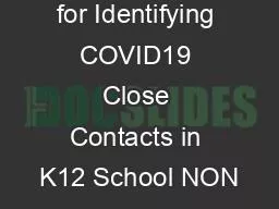 Decision Tree for Identifying COVID19 Close Contacts in K12 School NON