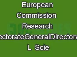 European Commission  Research DirectorateGeneralDirectorate L  Scie