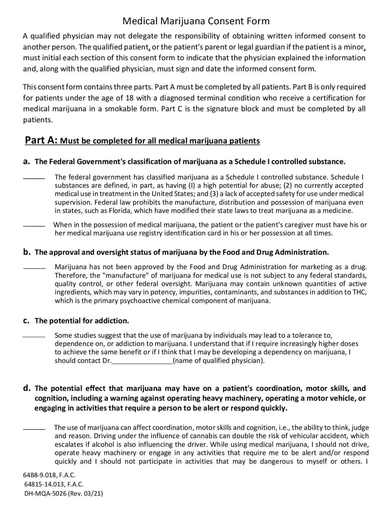 PDF-MedicalMarijuanaConsentFormA qualified physician may not delegate the