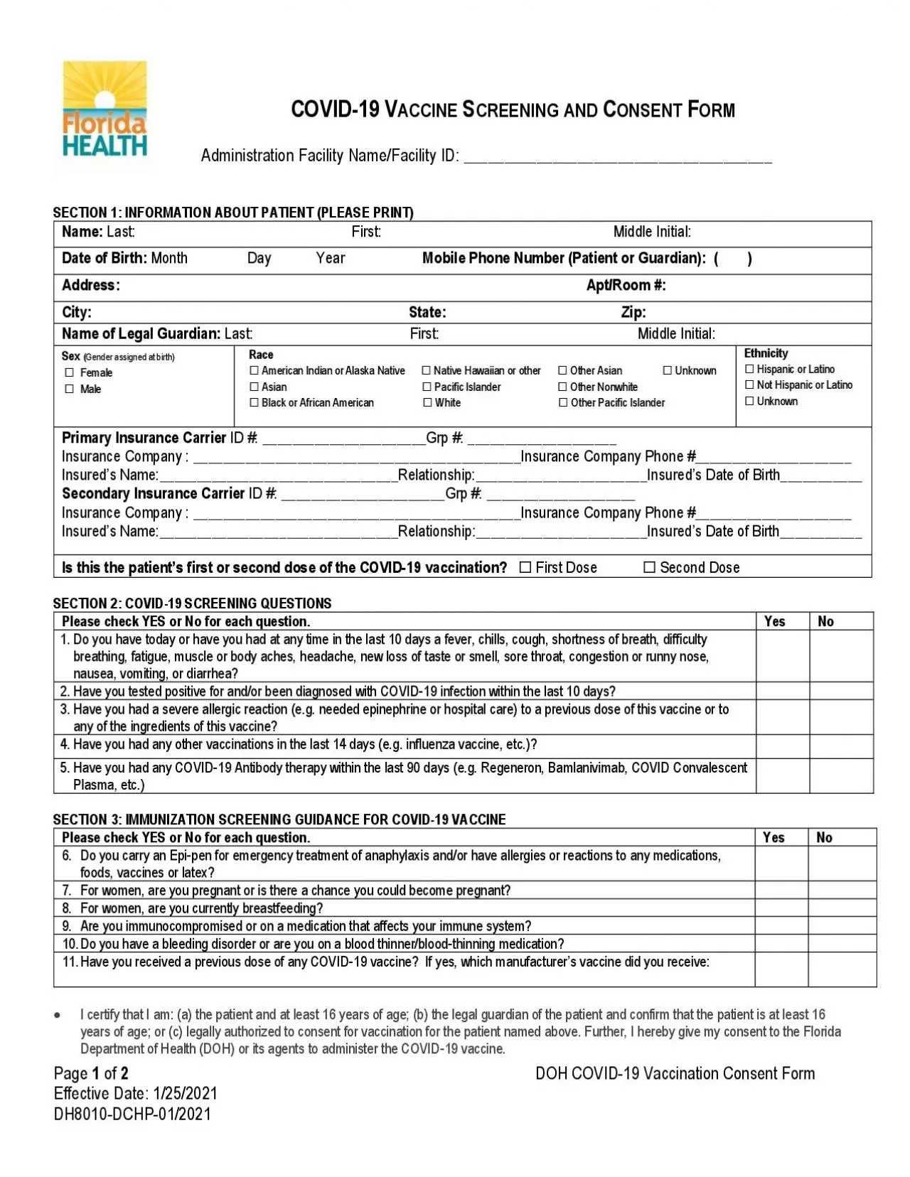 PDF-19 Vaccination Consent Form