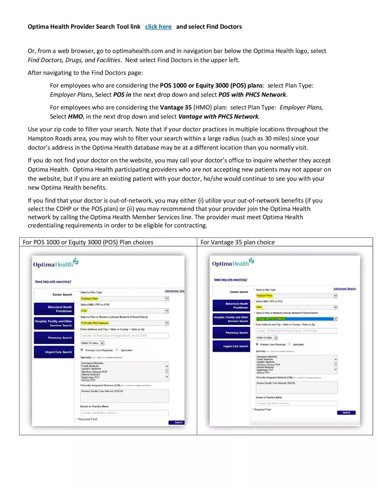 PDF-Optima Health rovider earch ool linkclick here