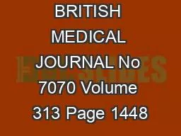 BRITISH MEDICAL JOURNAL No 7070 Volume 313 Page 1448