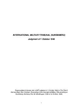 INTERNATIONAL MILITARY TRIBUNAL NUREMBERG