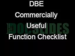 DBE Commercially Useful Function Checklist