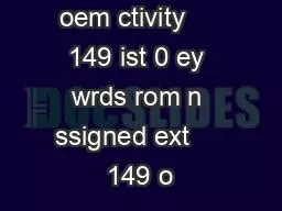 1 ummary oem ctivity     149 ist 0 ey wrds rom n ssigned ext     149 o