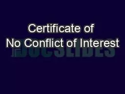 Certificate of No Conflict of Interest