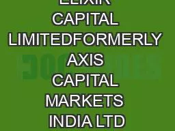 ELIXIR CAPITAL LIMITEDFORMERLY AXIS CAPITAL MARKETS INDIA LTD