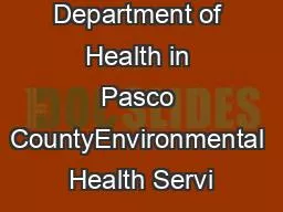Florida Department of Health in Pasco CountyEnvironmental Health Servi