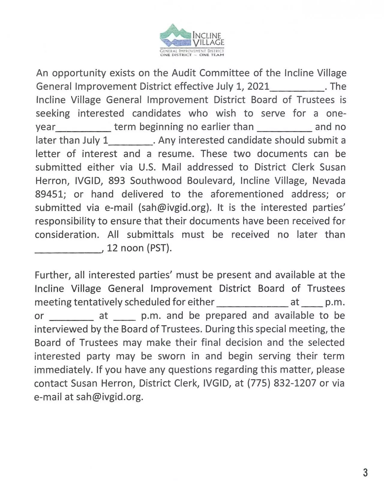 PDF-An opportunity exists on the Audit Committee of the Incline Village Ge