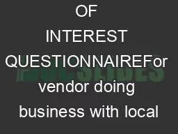 CONFLICT OF INTEREST QUESTIONNAIREFor vendor doing business with local