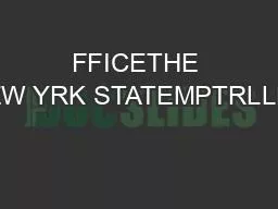 FFICETHE NEW YRK STATEMPTRLLER
