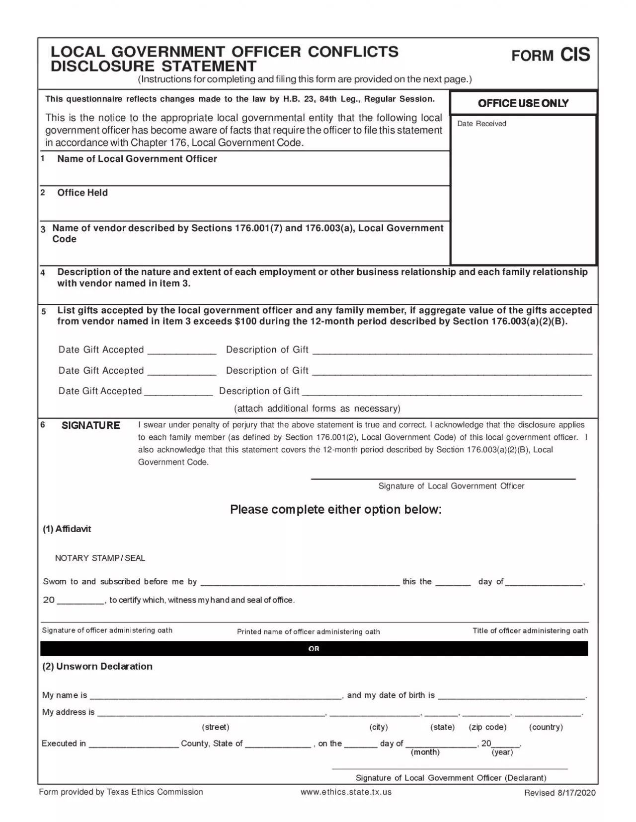 PDF-LOCAL GOVERNMENT OFFICER DISCLOSURE Snstructions for completing and fi