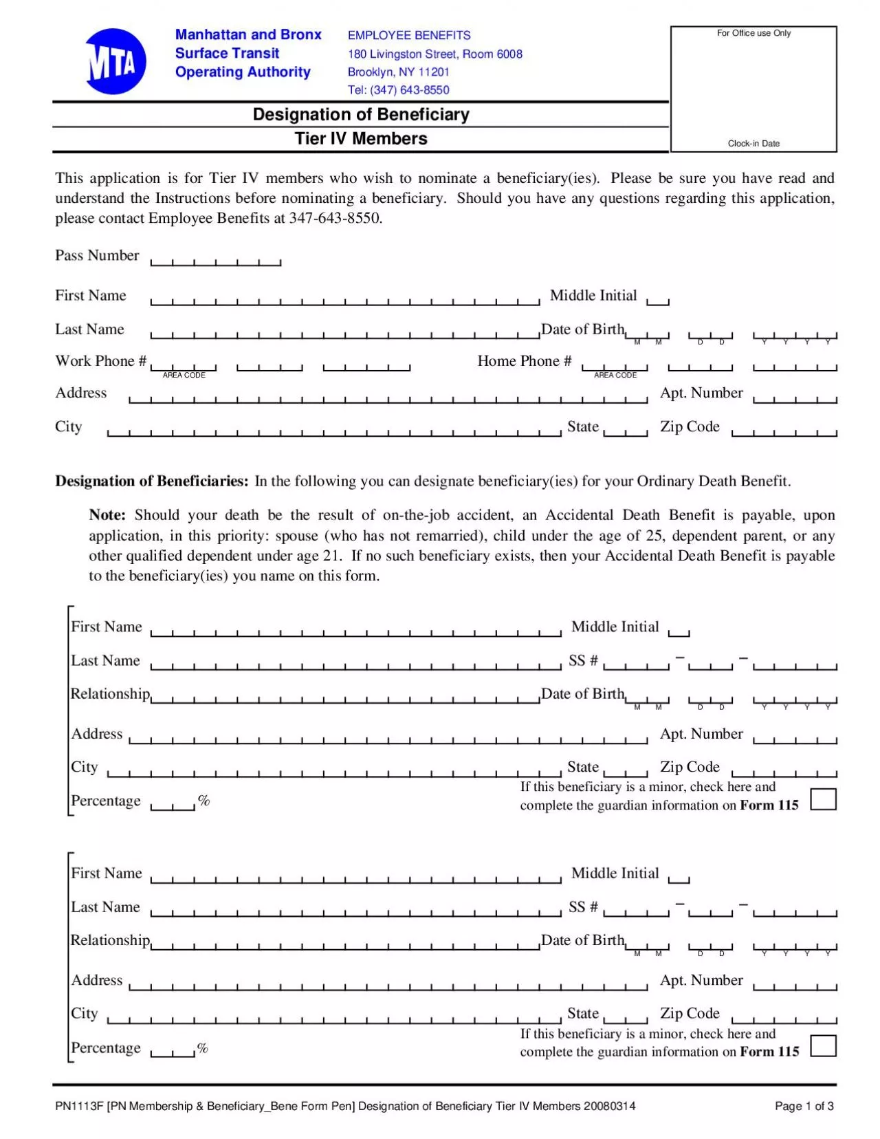 PDF-MMDDYYYYMMDDYYYYMMDDYYYYPN1113F PN Membership BeneficiaryBene Form Pe