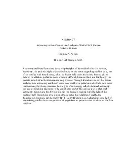 ABSTRACT Autonomy or Beneficence An Analysis of EndPediatric Patients