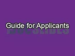 Guide for Applicants