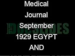 Edinburgh Medical Journal September 1929 EGYPT AND MEDICINE RETROSPECT