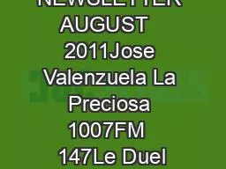 NEWSLETTER AUGUST   2011Jose Valenzuela La Preciosa 1007FM  147Le Duel