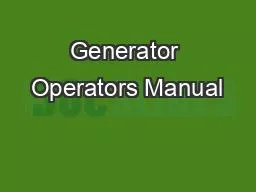 Generator Operators Manual