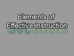 Elements of Effective Instruction