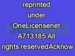 Music reprinted under OneLicensenet A713185 All rights reservedAcknow