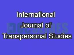 International Journal of Transpersonal Studies