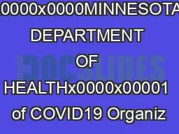 x0000x0000MINNESOTA DEPARTMENT OF HEALTHx0000x00001 of COVID19 Organiz
