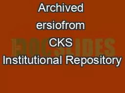 Archived ersiofrom CKS Institutional Repository