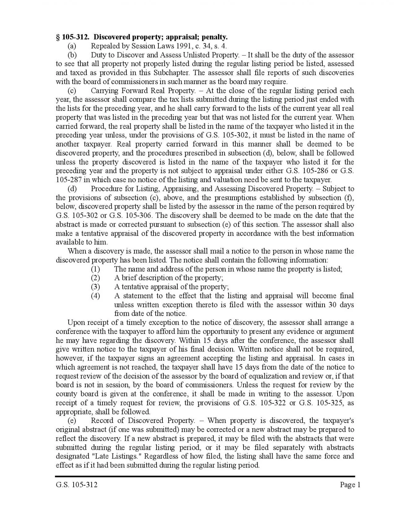 PDF-312 Discovered property appraisal penalty