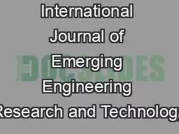 International Journal of Emerging Engineering Research and Technology