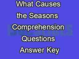 What Causes the Seasons  Comprehension Questions Answer Key