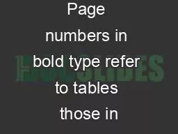Page numbers in bold type refer to tables those in