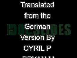 ANCIENT EGYPTIAN Translated from the German Version By CYRIL P BRYAN M