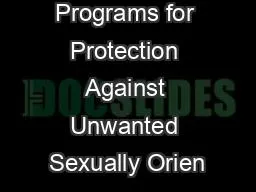 Postal Service Programs for Protection Against Unwanted Sexually Orien