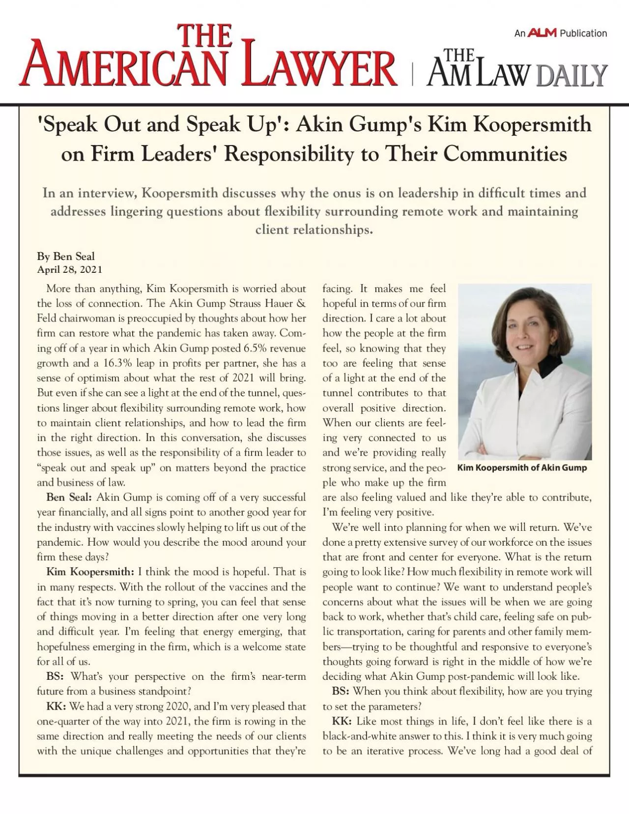 PDF-Speak Out and Speak Up Akin Gumps Kim Koopersmith In an interview Koop