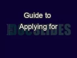 Guide to Applying for
