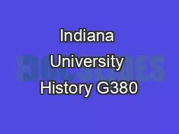 Indiana University History G380