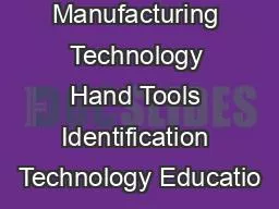 Manufacturing Technology Hand Tools Identification Technology Educatio
