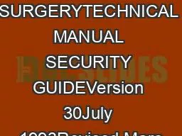 SURGERYTECHNICAL MANUAL SECURITY GUIDEVersion 30July 1993Revised Marc