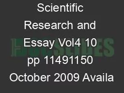 Scientific Research and Essay Vol4 10 pp 11491150 October 2009 Availa