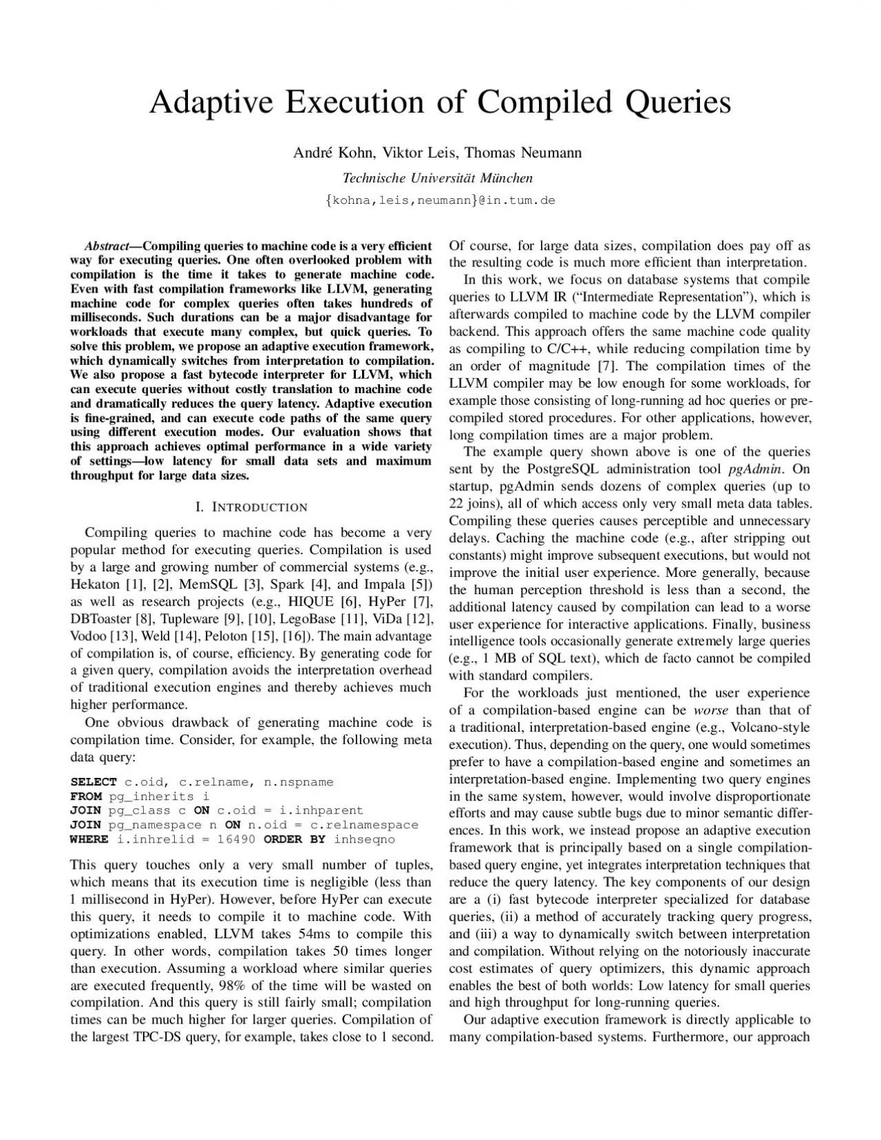 PDF-AdaptiveExecutionofCompiledQueriesAndreKohnViktorLeisThomasNeumannTech