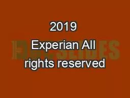 2019 Experian All rights reserved