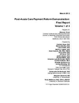 March 2012PostAcute Care Payment Reform DemonstrationFinal ReportVolum