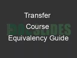 Transfer Course Equivalency Guide